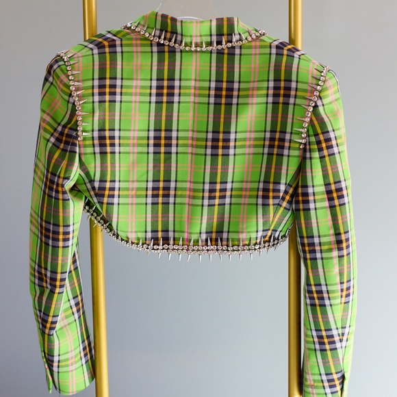 AREA Green and Black Cropped Blazer - Picture 3 of 14